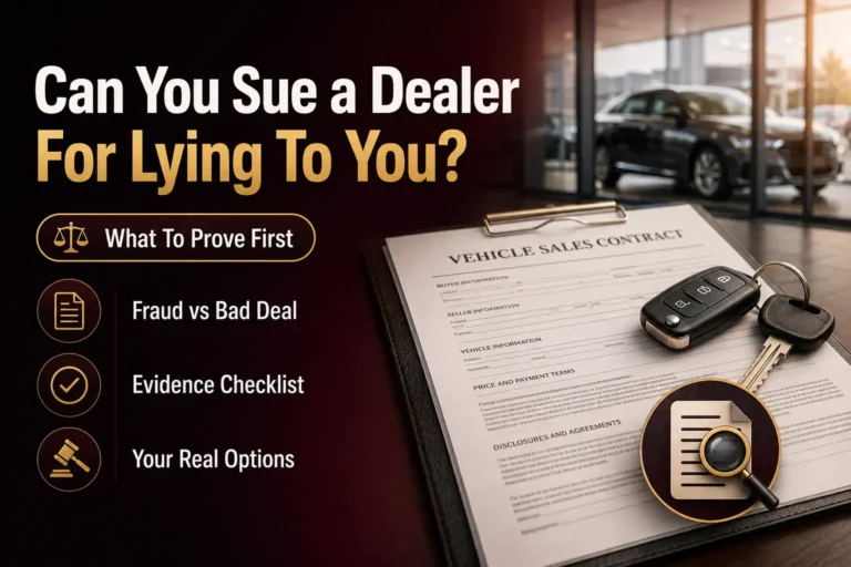 Car sales contract representing a dealership fraud or misrepresentation claim