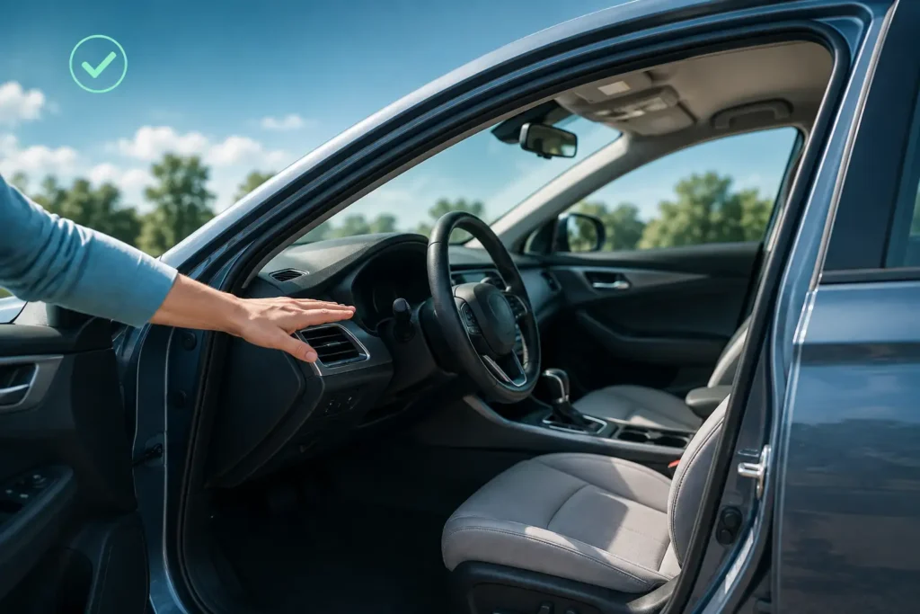 Checking a car cabin for ozone smell before getting back in