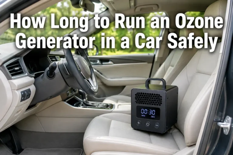Ozone generator timer set inside a car for a safe treatment session