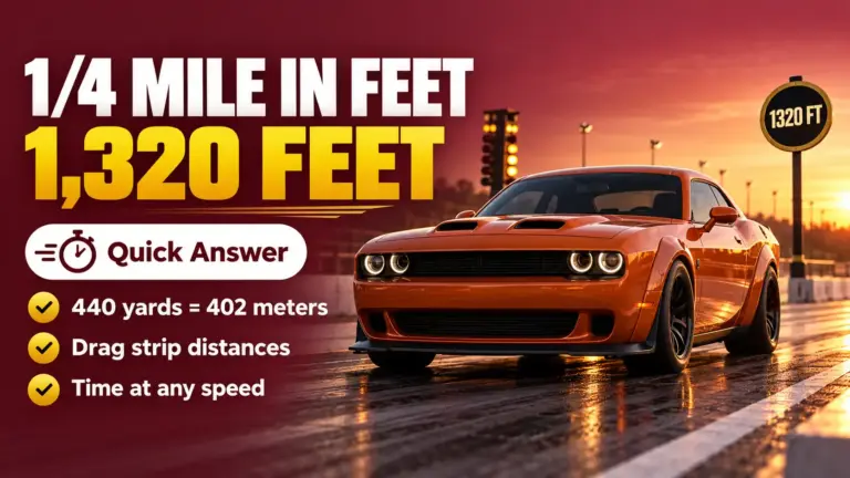 Dodge Challenger Scat Pack at drag strip showing 1/4 mile in feet